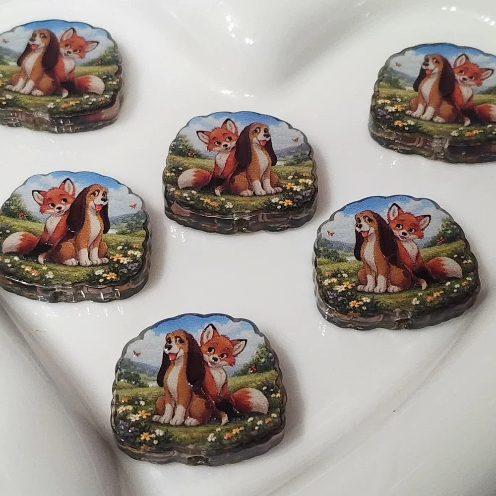 Dog Beads 2 Pcs Fox Focal Beads Beaded Pen Jewelry Making Acrylic Charms